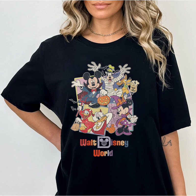 Vintage Walt Disney World Mickey Minnie Friends Trick or Treat Unisex Shirt, Disney Halloween Party Shirt, Disney Halloween Family Matching - 5.jpg