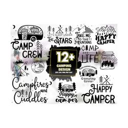 12 files camping design svg sublimation bundle, happy camper svg