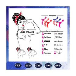 roise the riveter svg, girl power svg, strong woman svg, down syndrome mom svg, survivor svg, end cancer svg, we can dot