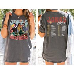 retro jonas brothers comfort colors shirt, joe jonas double sided shirt, jonas brothers tour shirt