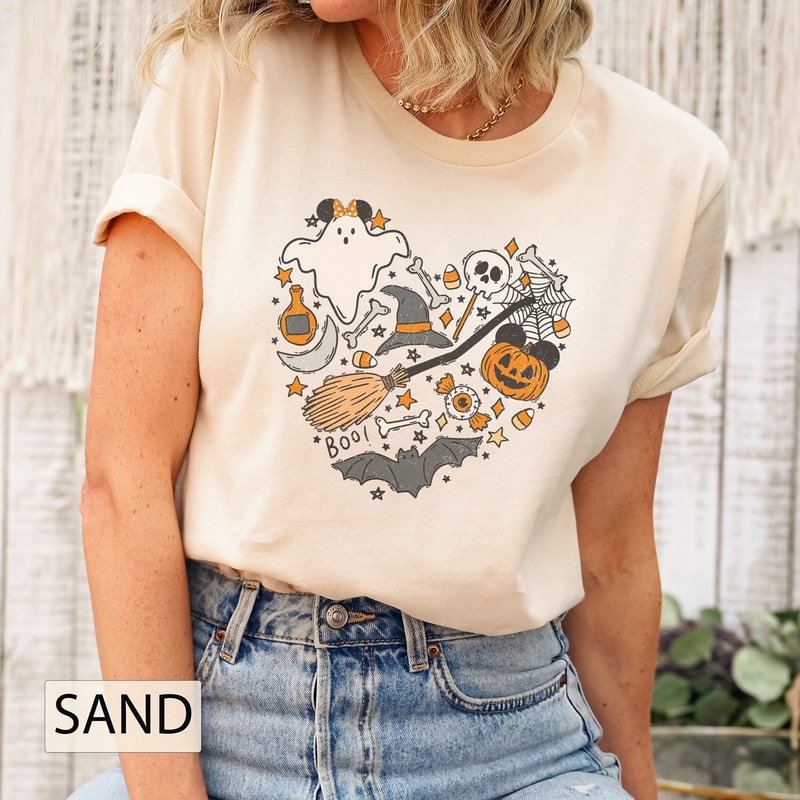 Cute Disney Halloween Ghost Shirt Family, Mickey Minnie Halloween Shirt, Happy Halloween Heart Shirt, Spooky Season Shirt, Trick or Treat - 1.jpg
