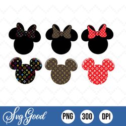 louis vuitton mickey & minnie mouse png bundle - design cut file for silhouette, cricut, sublimation png