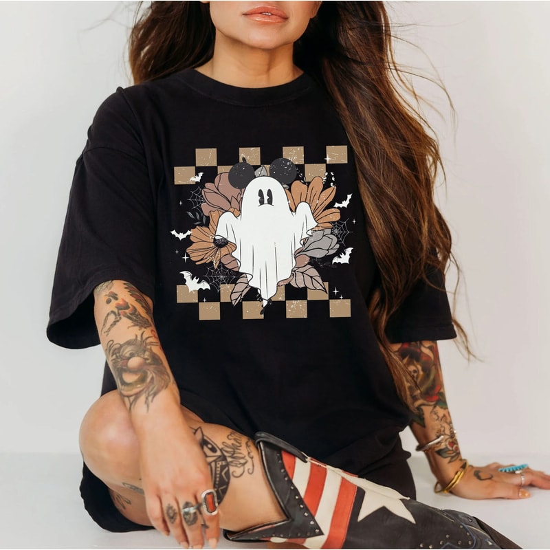 Disney Mickey Ghost Spooky Season Shirt, Retro Floral Disney Shirt, Mickey Boo Halloween Shirt, Disney Halloween Party, Fall Season Shirt - 1.jpg