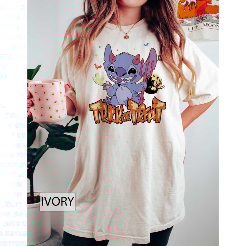 Funny Satan Stitch Trick or Treat Comfort Tee, Stitch Halloween Shirt, Disney Stitch Shirt, Disney Halloween Family Matching Shirt, Spooky - 2.jpg
