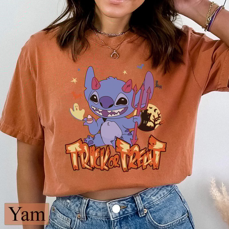 Funny Satan Stitch Trick or Treat Comfort Tee, Stitch Halloween Shirt, Disney Stitch Shirt, Disney Halloween Family Matching Shirt, Spooky - 3.jpg