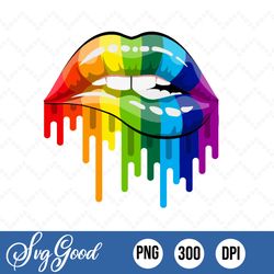 rainbow drip lips png, drip lips png, rainbow lips png, lips svg - design cut file for silhouette, cricut, sublimation