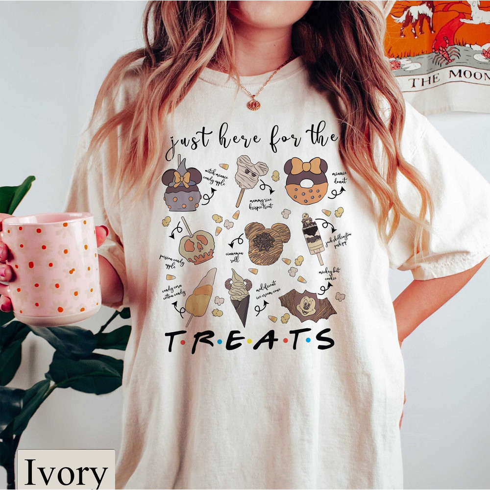 Just Here for the Treats Comfort Colors Tee, Disney Mickey Minnie Halloween Shirt, Trick or Treat Shirt, Halloween Party Shirt, Disney Witch - 1.jpg