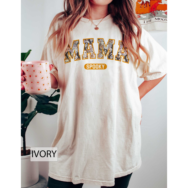 Personalized Floral Horror Movie Characters Mama Spooky Comfort Tee, Halloween Party Shirt Scary Movies Halloween Movies 90s Movie fan Gifts - 1.jpg