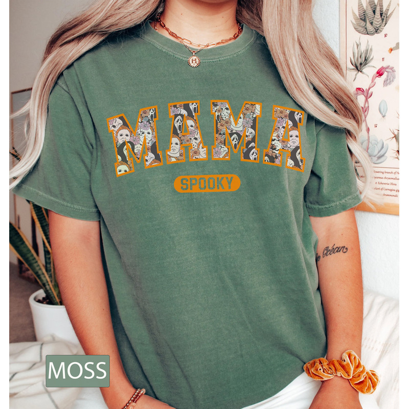 Personalized Floral Horror Movie Characters Mama Spooky Comfort Tee, Halloween Party Shirt Scary Movies Halloween Movies 90s Movie fan Gifts - 5.jpg