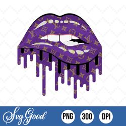 dripping lips png louis vuitton purple - design cut file for silhouette, cricut, sublimation png