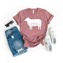 floral sheep shirt, floral sheep tee, floral sheep t-shirt, animal lover tee, sheep shirt, sheep lover gift, animals tee