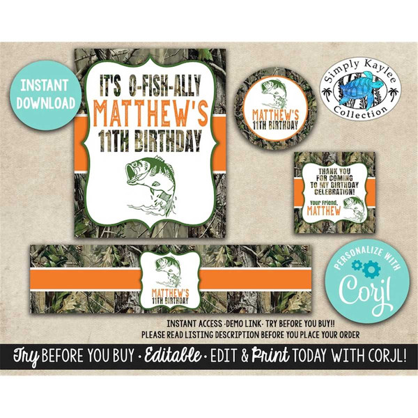 Fishing Birthday Party Decorations - Hunting Birthday Party - Inspire Uplift