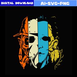 michael myers svg, jason vorhees svg, freddy krueger svg, horror character svg, halloween svg, png dxf file
