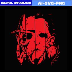 Horror Face, Michael Myers Svg, Jason Vorhees Svg, Freddy Krueger Svg, Horror Character Svg, Halloween Svg, Png Dxf File