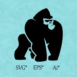 angry gorilla, wild animal, king kong, orangutan, king of the jungle digital svg, eps, ai