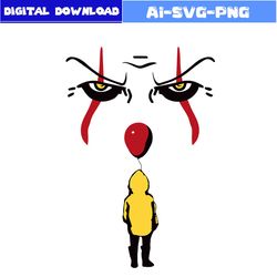 pennywise svg, scary clown svg, horror svg, horror movies svg, horror character svg, halloween svg, png dxf file