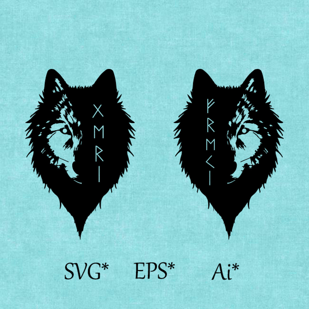 Geri And Freki SVGThe Wolves Of Odin Scandinavian Mythology Digital SVG EPS AI