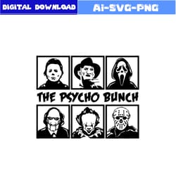 the psycho bunch svg, horror face svg, horror movies svg, horror character svg, halloween svg, png dxf digital file