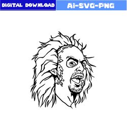 beetlejuice outline svg, beetlejuice svg, horror movies svg, horror character svg, halloween svg, png dxf digital file