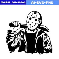 Jason Voorhees Svg, Horror Movies Svg, Horror Face Svg, Horror Character Svg, Halloween Svg, Png Dxf Digital File