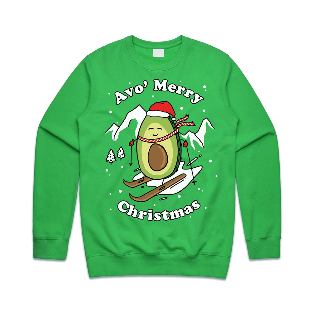 Avo' Merry Christmas Jumper Sweater Sweatshirt Xmas Funny Ugly Avocado Vegan Have Yourself A Skiing - 1.jpg