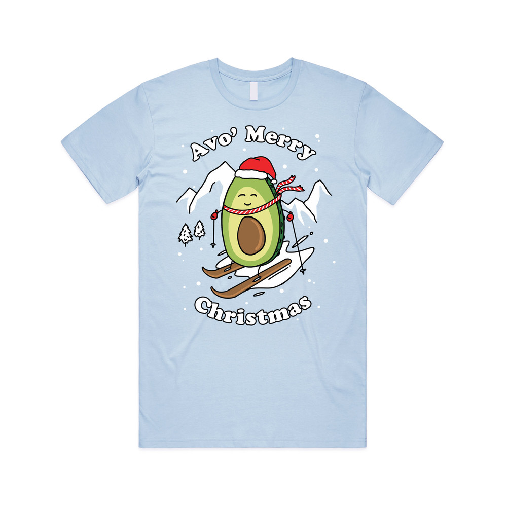 Avo' Merry Christmas T-shirt Tee Top Xmas Funny Ugly Avocado Vegan Have Yourself A Skiing - 1.jpg