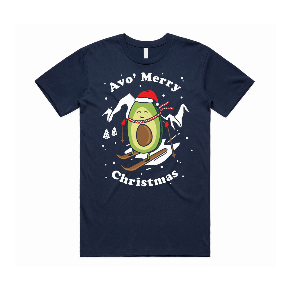 Avo' Merry Christmas T-shirt Tee Top Xmas Funny Ugly Avocado Vegan Have Yourself A Skiing - 2.jpg