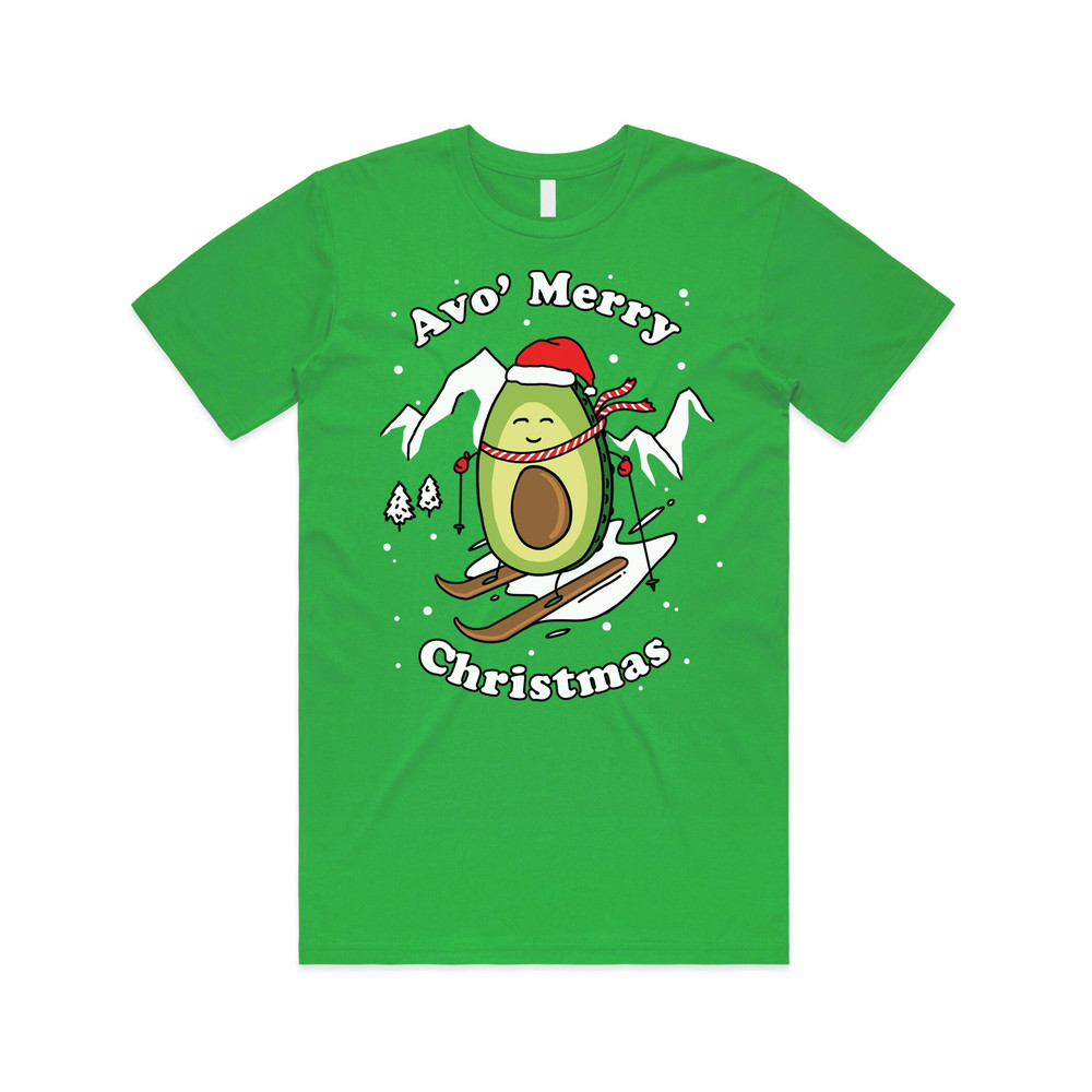 Avo' Merry Christmas T-shirt Tee Top Xmas Funny Ugly Avocado Vegan Have Yourself A Skiing - 3.jpg
