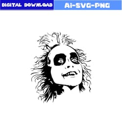beetlejuice svg, beetlejuice face svg, horror movies svg, horror character svg, halloween svg, png dxf digital file