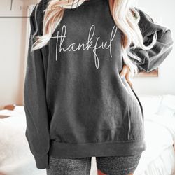 comfort colors sweatshirt, thankful sweatshirt, th