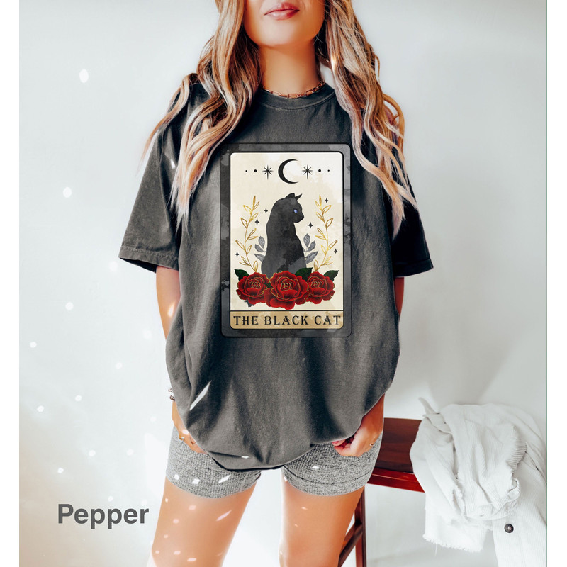 Comfort Colors, The Black Cat Tarot Card T-shirt, Tarot Card Shirt, Black Cat Tshirt, Tarot Card Shirt,  spooky t-shirt, Halloween Shirt - 1.jpg