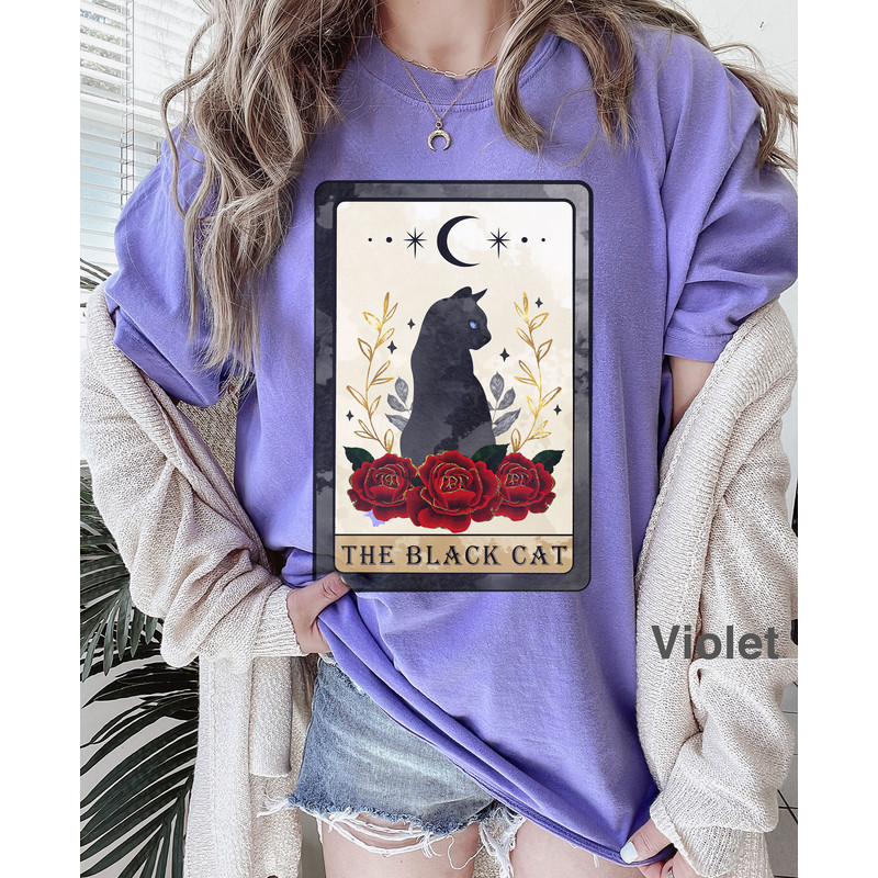 Comfort Colors, The Black Cat Tarot Card T-shirt, Tarot Card Shirt, Black Cat Tshirt, Tarot Card Shirt,  spooky t-shirt, Halloween Shirt - 3.jpg