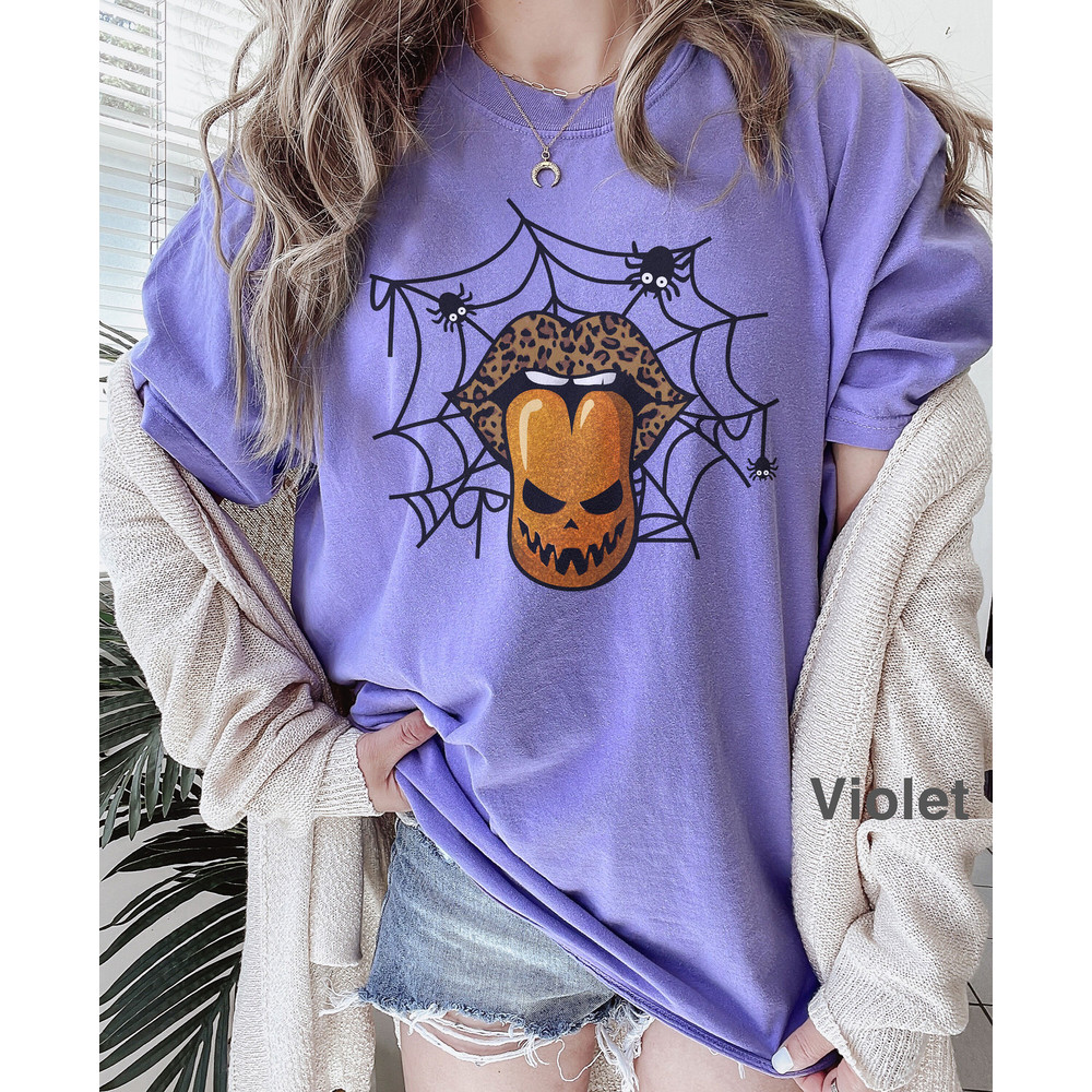 Comfort Colors,Pumpkin Tongue With Leopard Lips shirt, Halloween Gift Women Girl, Thanksgiving t-shirt, Halloween tshirt, pumpkin Tongue - 3.jpg