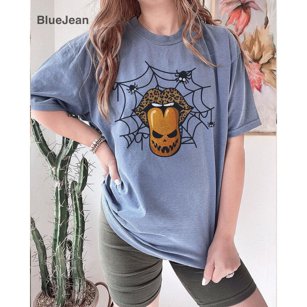 Comfort Colors,Pumpkin Tongue With Leopard Lips shirt, Halloween Gift Women Girl, Thanksgiving t-shirt, Halloween tshirt, pumpkin Tongue - 4.jpg