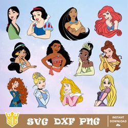 Disney Princess Svg, Disney Svg, Cut Files, Cricut, Clipart, Silhouette, Printable, Vector Graphics, Digital Download