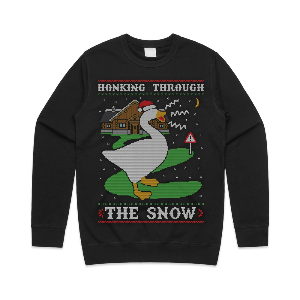 Honking Through The Snow Jumper Sweater Sweatshirt Swan Goose Christmas Funny Ugly Xmas Gift - 4.jpg