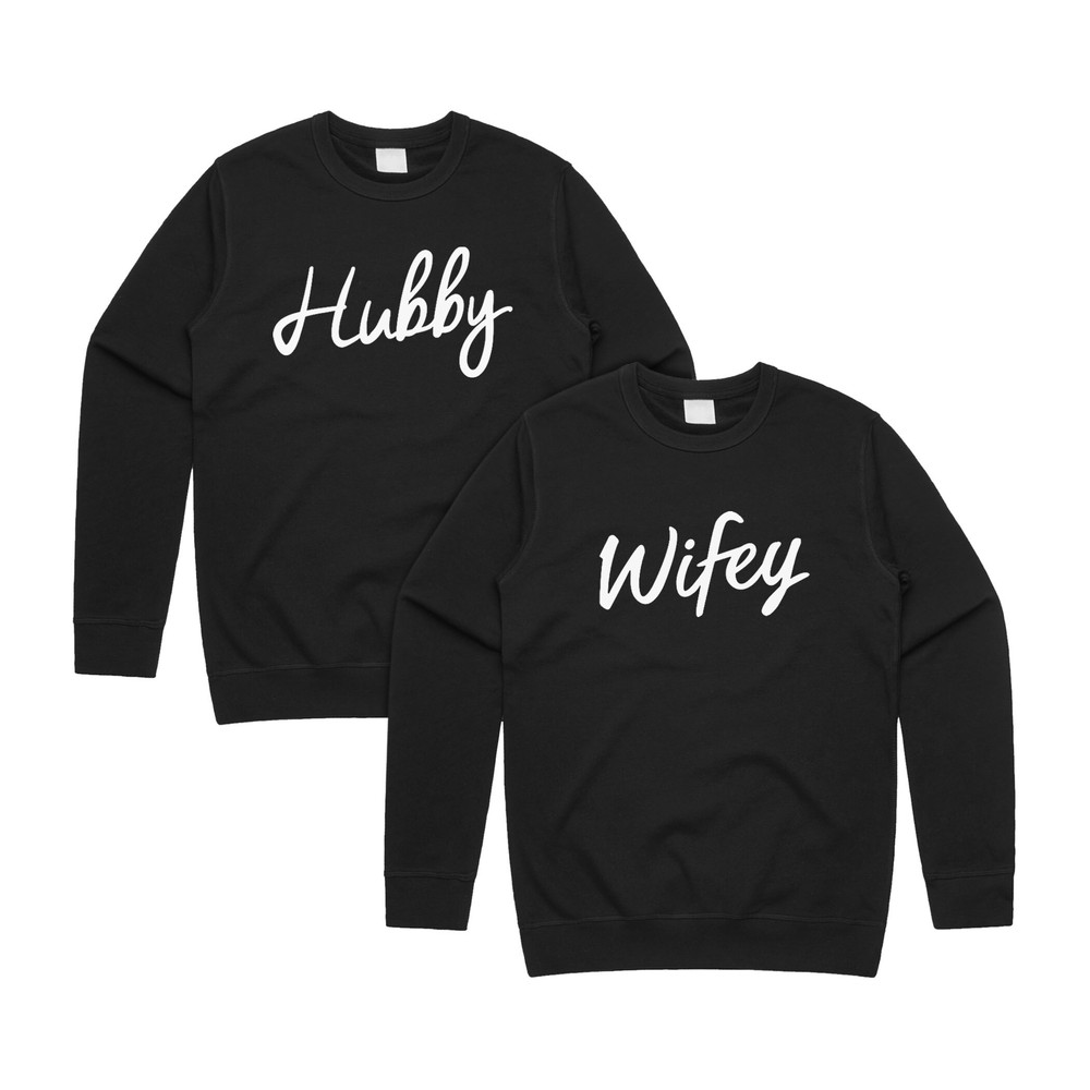 Hubby and Wifey Matching Jumper Sweater Sweatshirt Sweatshirt Set His Hers Valentines Day - 1.jpg