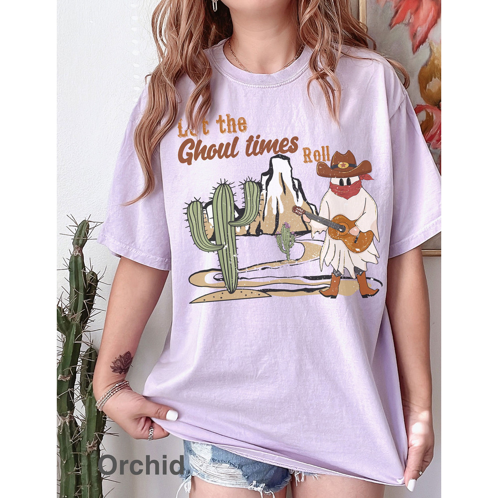 Comfort ColorsĀ® Let the Ghoul times roll , Fall Shirt, Halloween Shirt, Retro Halloween shirt, Cowgirl Halloween, iprintasty halloween - 2.jpg