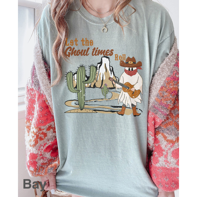 Comfort ColorsĀ® Let the Ghoul times roll , Fall Shirt, Halloween Shirt, Retro Halloween shirt, Cowgirl Halloween, iprintasty halloween - 5.jpg