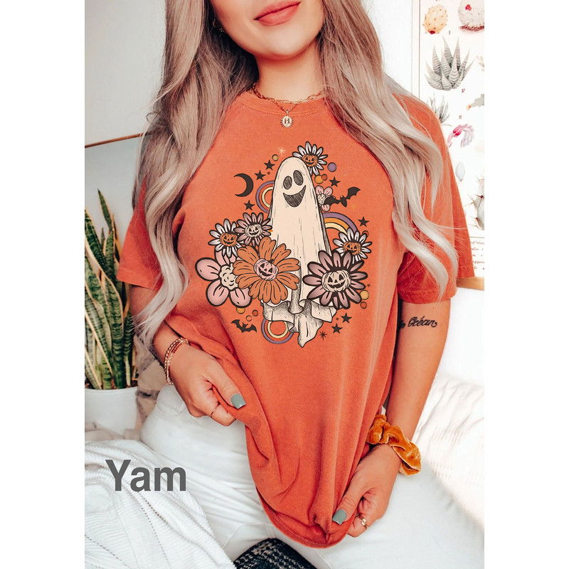 Comfort Colors® Retro Halloween t-shirt, Vintage Floral Ghost  Halloween Shirt, Retro Fall Shirt, Vintage Ghost Shirt, iprintasty halloween - 4.jpg