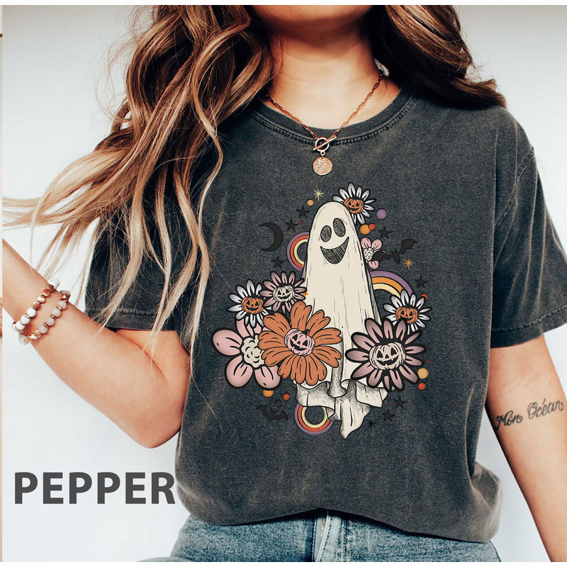 Comfort Colors® Retro Halloween t-shirt, Vintage Floral Ghost  Halloween Shirt, Retro Fall Shirt, Vintage Ghost Shirt, iprintasty halloween - 5.jpg