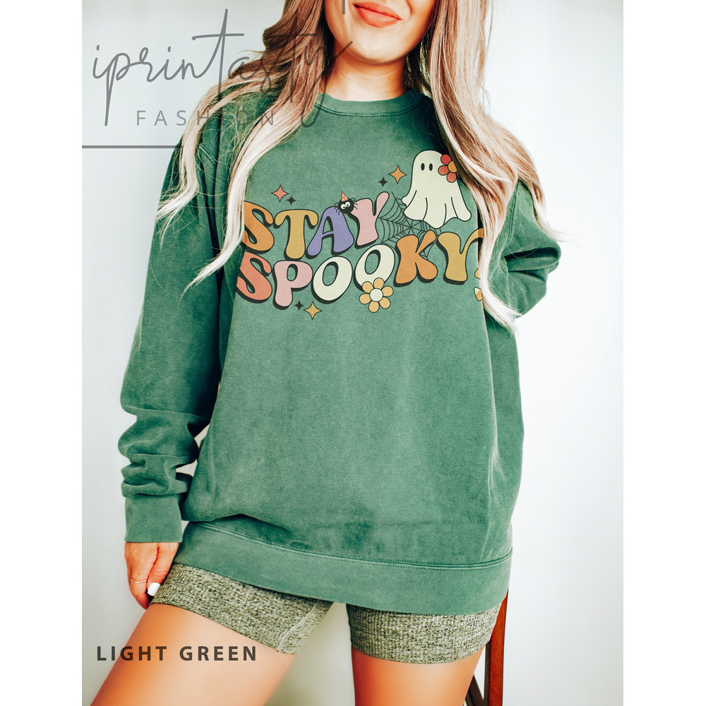 Comfort ColorsĀ® Sweatshirt, stay spooky sweatshirt, Halloween sweater, Spooky Season sweatshirt, iprintasty halloween, Skeleton sweater - 1.jpg