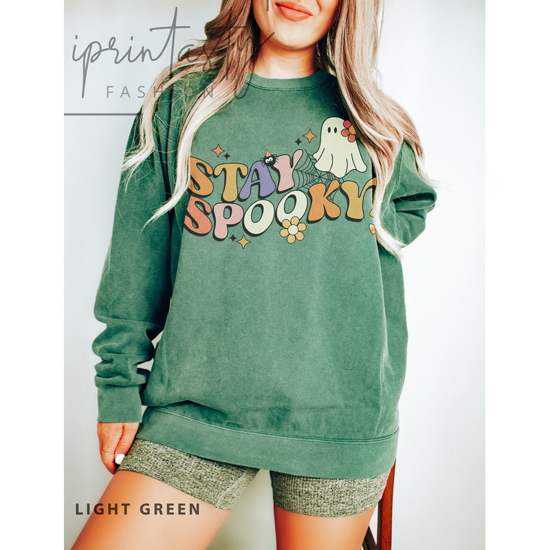 Comfort ColorsĀ® Sweatshirt, stay spooky sweatshirt, Halloween sweater, Spooky Season sweatshirt, iprintasty halloween, Skeleton sweater - 1.jpg