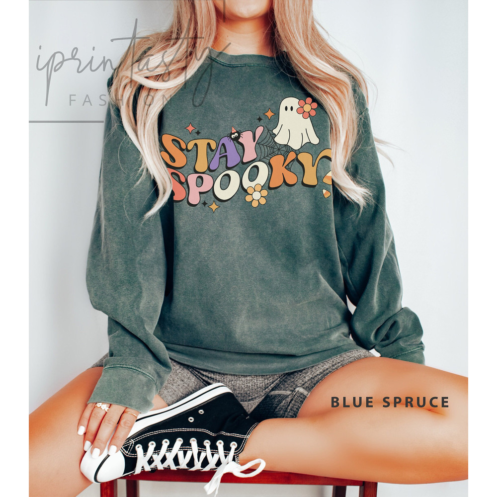 Comfort ColorsĀ® Sweatshirt, stay spooky sweatshirt, Halloween sweater, Spooky Season sweatshirt, iprintasty halloween, Skeleton sweater - 2.jpg