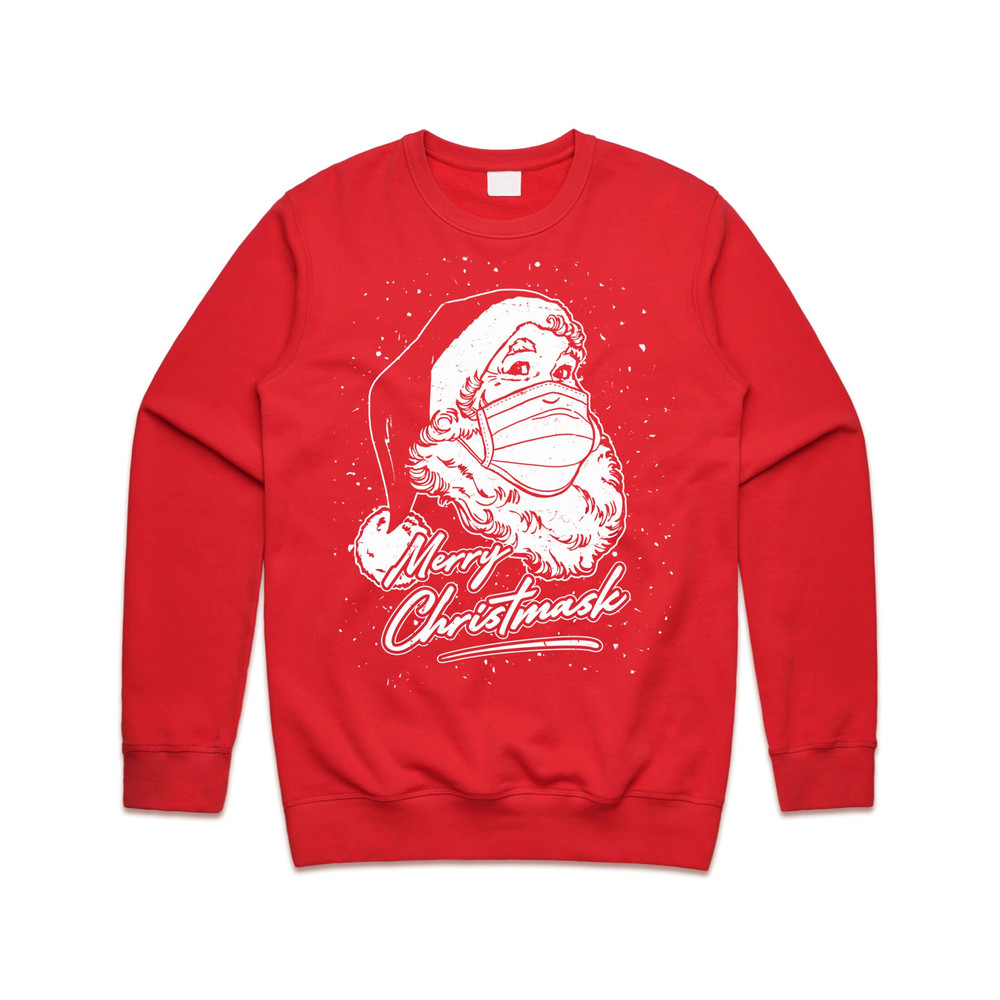 Merry Christmask Christmas Jumper Sweater Sweatshirt Santa Face Mask Lockdown Quarantine 2020 Funny - 2.jpg