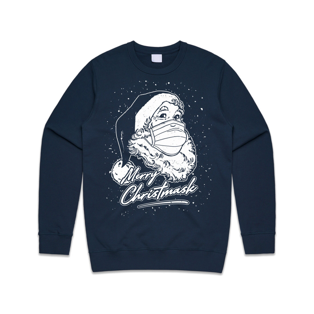 Merry Christmask Christmas Jumper Sweater Sweatshirt Santa Face Mask Lockdown Quarantine 2020 Funny - 3.jpg