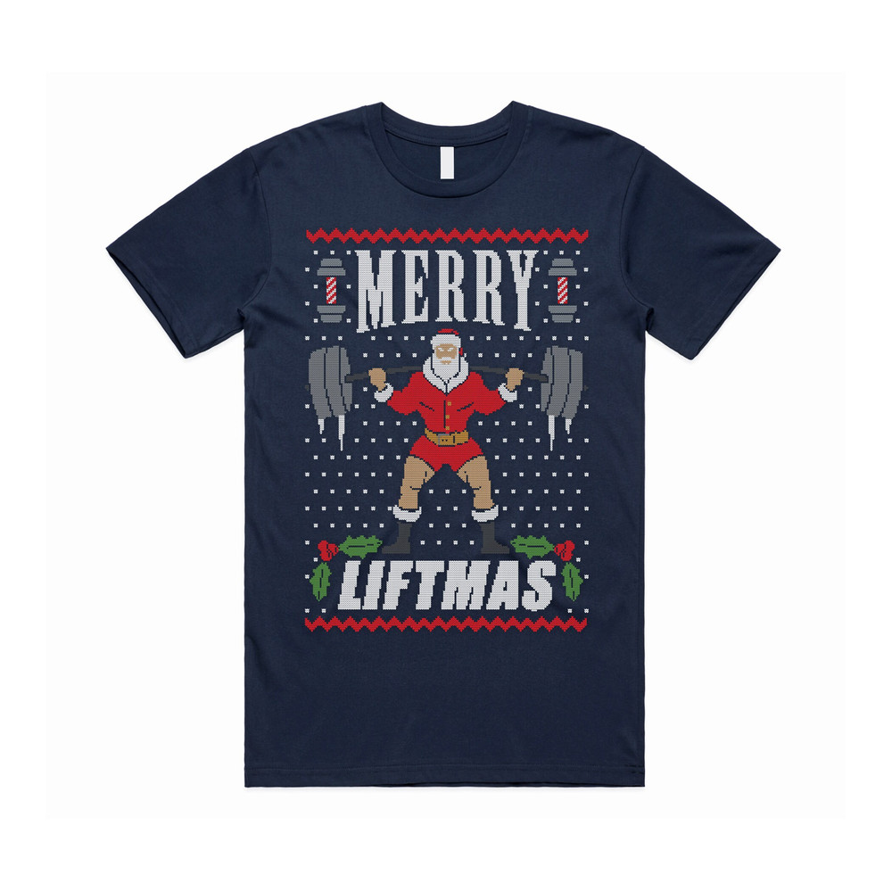 Merry Liftmas Christmas T-shirt Tee Top Funny Ugly Weightlifter Gym Fit - 1.jpg
