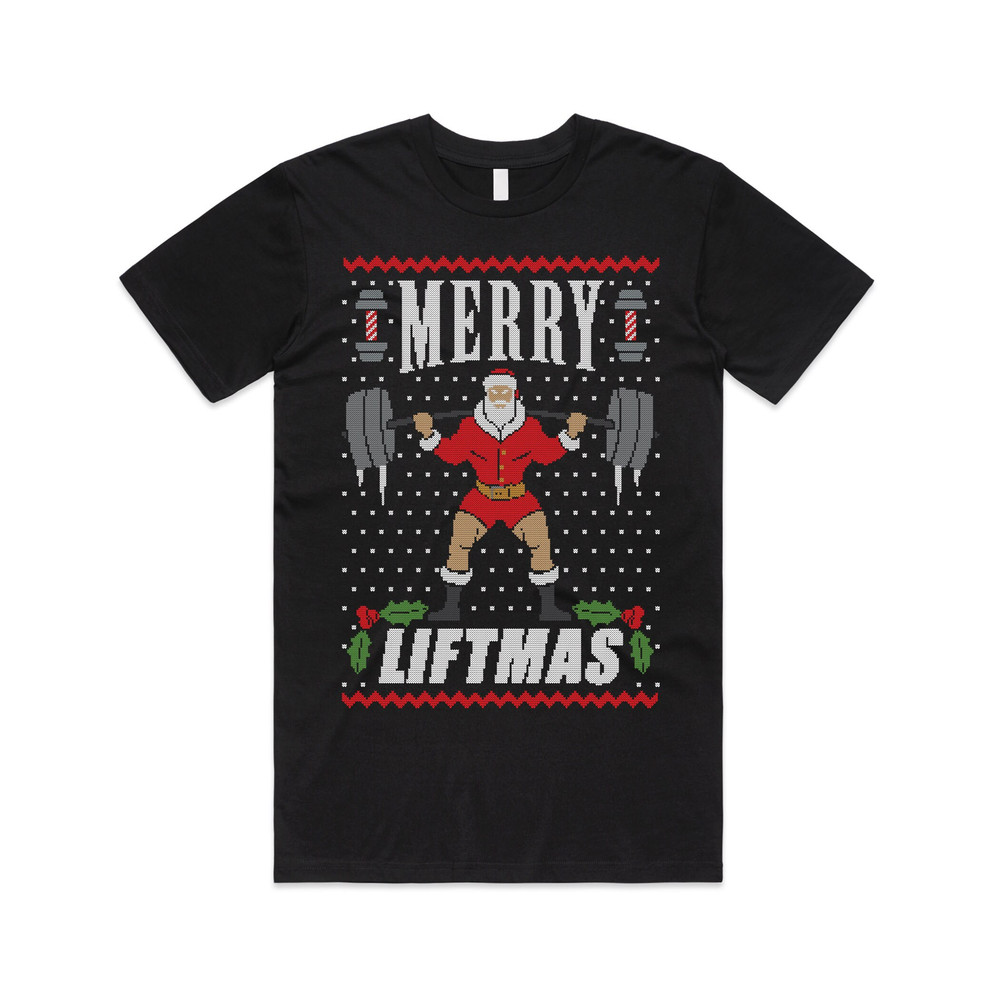 Merry Liftmas Christmas T-shirt Tee Top Funny Ugly Weightlifter Gym Fit - 2.jpg