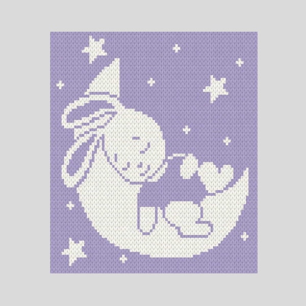 Loop yarn finger knitted Bunny on the Moon blanket pattern P | Inspire ...