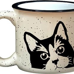 mugbrew campfire coffee mug 13oz, tuxedo cat - gift idea for holiday, cute animal cup, holiday mugs